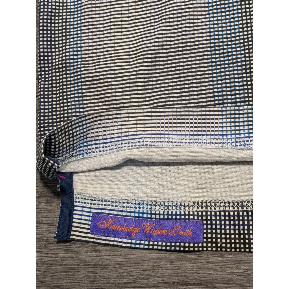 Robert Graham Men's Blue Black & White Ombré Plaid T-Shirt Size Large - Picture 3 of 6